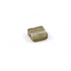 Flat square 12mm glass bead grey silver foil 